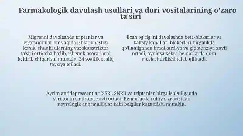 Nerv tizimi faoliyati buzilishi (bosh og'riqlari migren )da farmasevtik yordam tamoyillari 4
