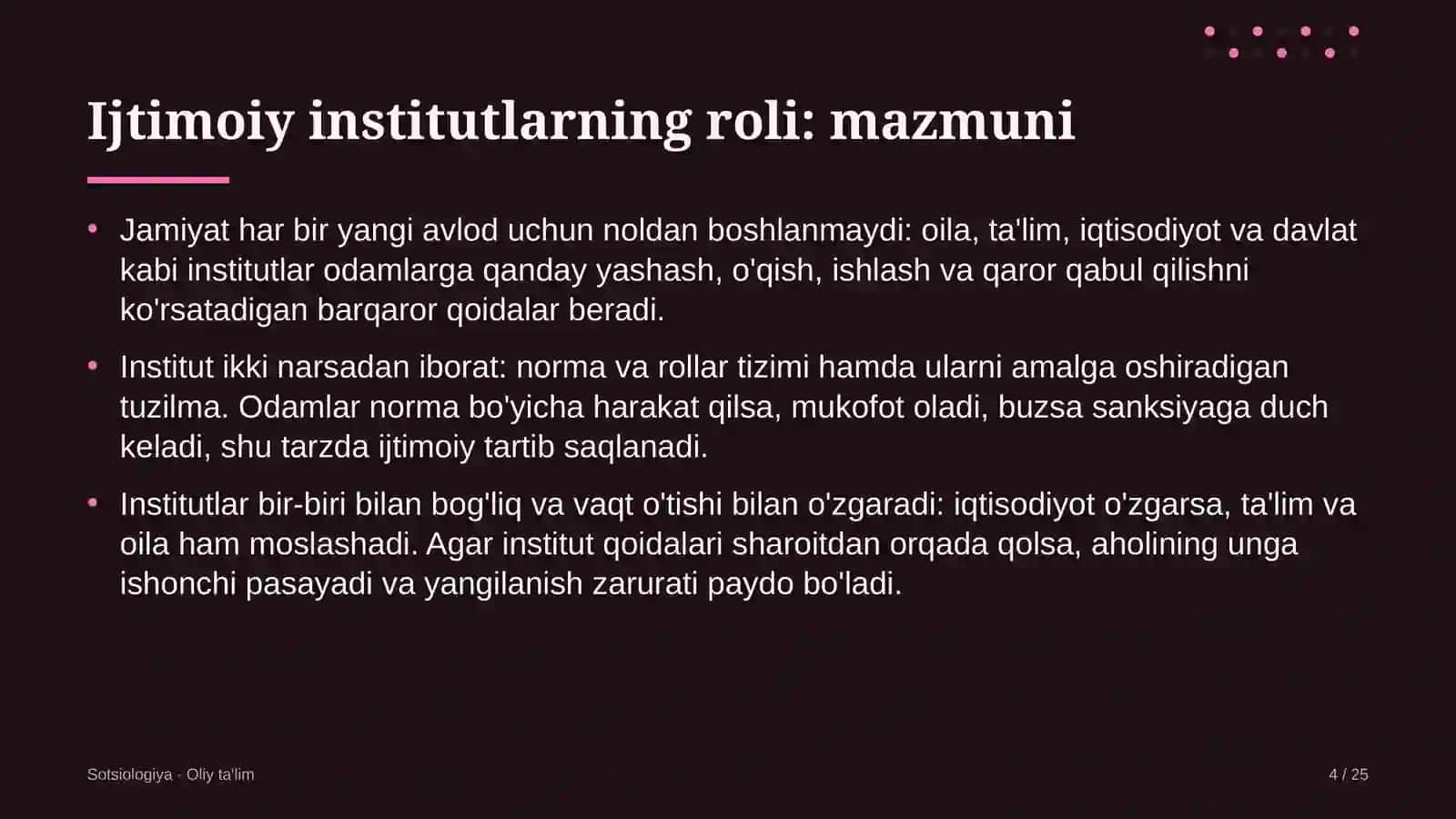 Sotsiologiya · Oliy ta'lim 4
