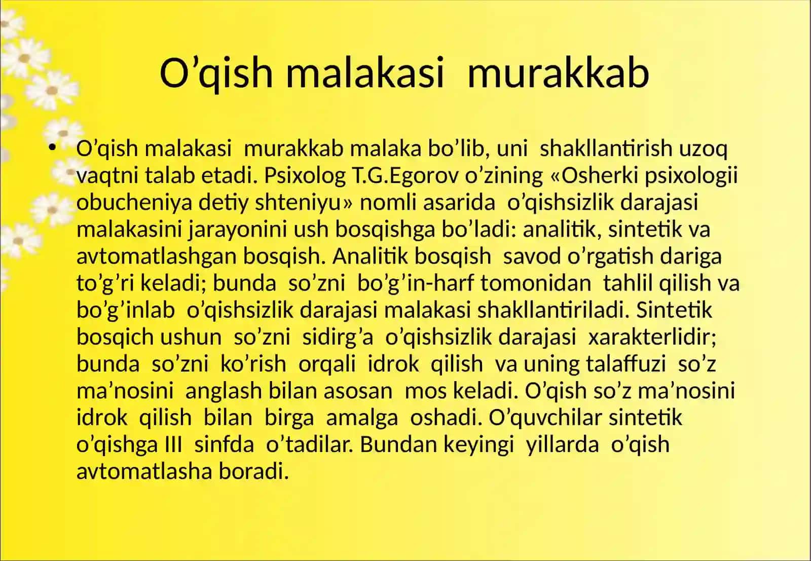 Sinfda o’qish darslari 4