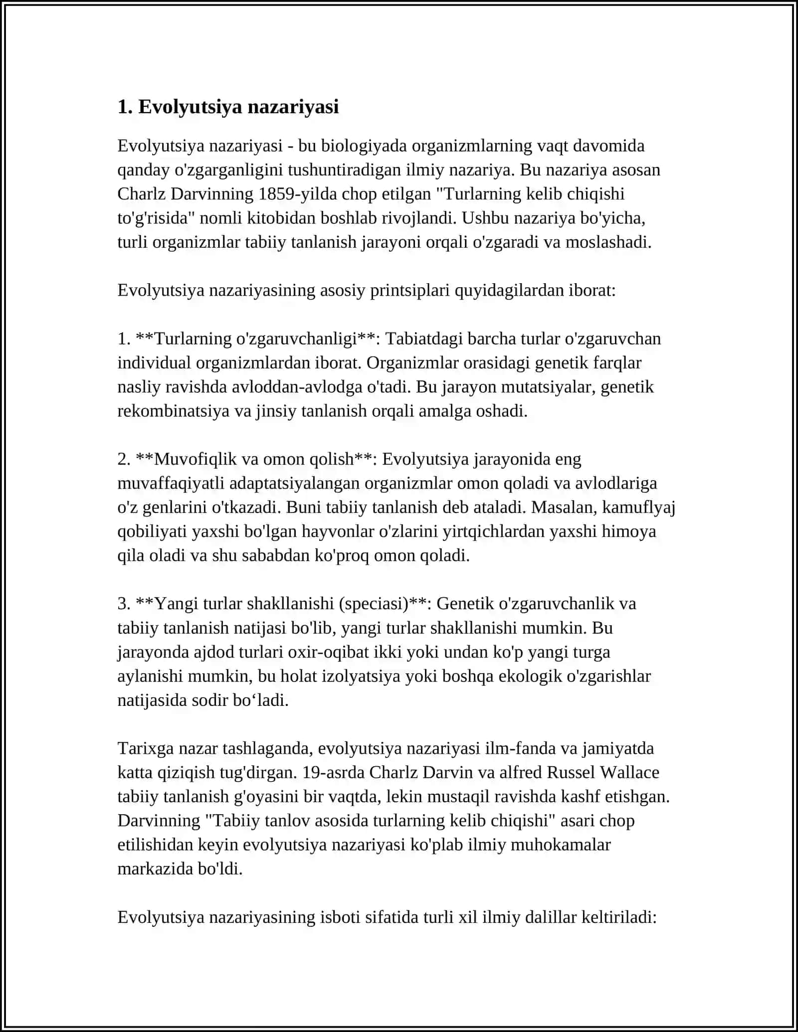 EVOLYUTSION O'ZGARISHLARNING TIPLARI.PARALLELIZM, KONVERGENSIYA DIVERGENSIYA 4