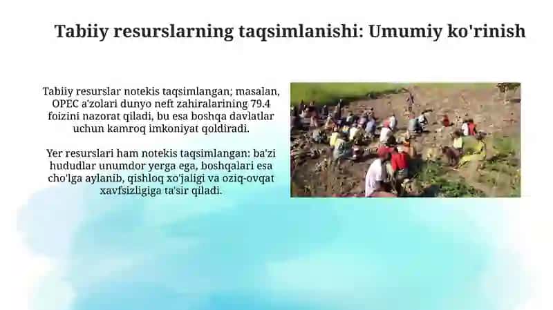 Tabiiy boyliklar: nega ba'zilar rivojlanib, ba'zilar qashshoqlikkabotmoqda? 4