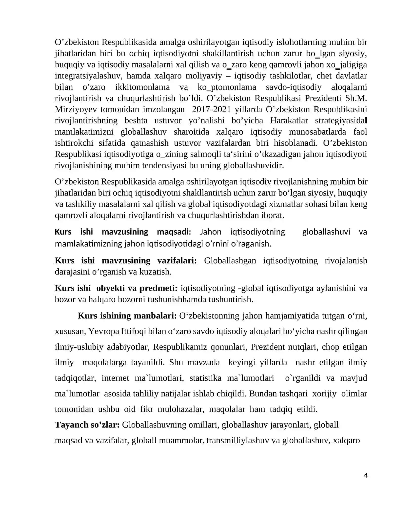 XALQARO MEHNAT TAQSIMOTINING JAHON GLOBALLASHUV JARAYONIDA TUTGAN O’RNI 4