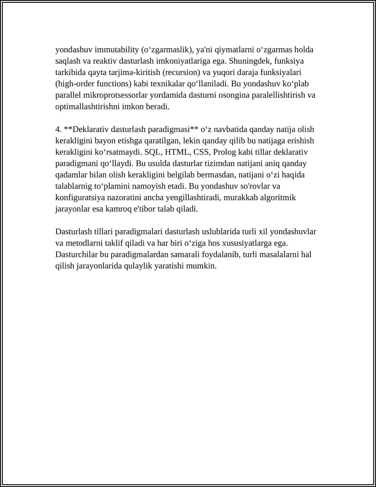 ZAMONAVIY DASTURLASH TILLARI 4
