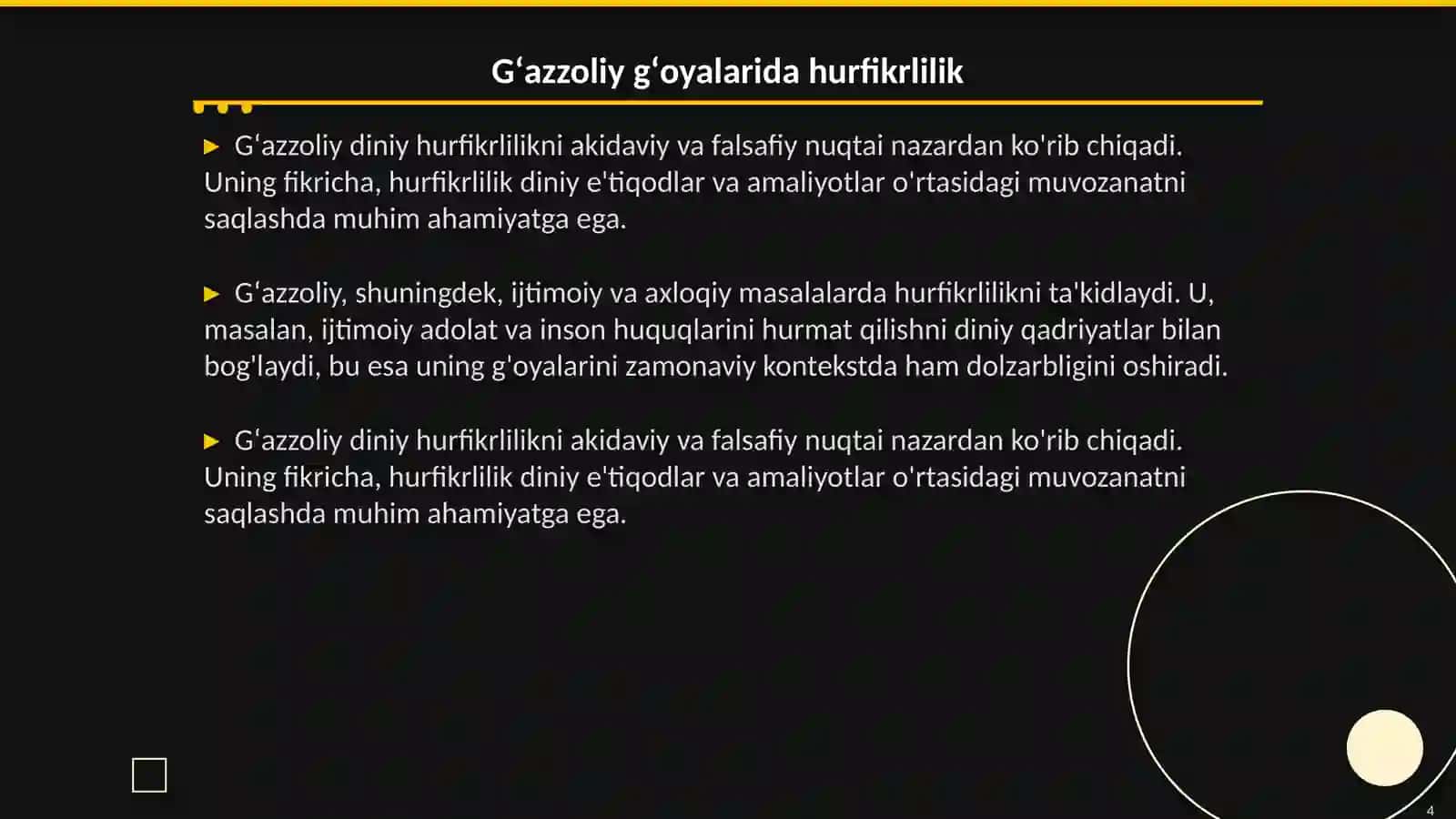 Din va hurfikrlilik (Berdyaevning diniy hurfikrlilik haiqdagi gʻoyalarini Gʻazzoliy gʻoyalari bilan qiyoslash) 4