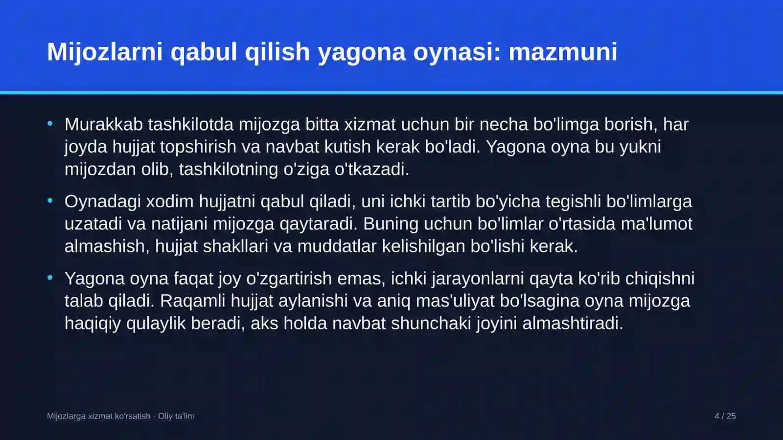 fond birjasida mijozlarni qabul qilish yagona oynasini tashkil etish 7176 4