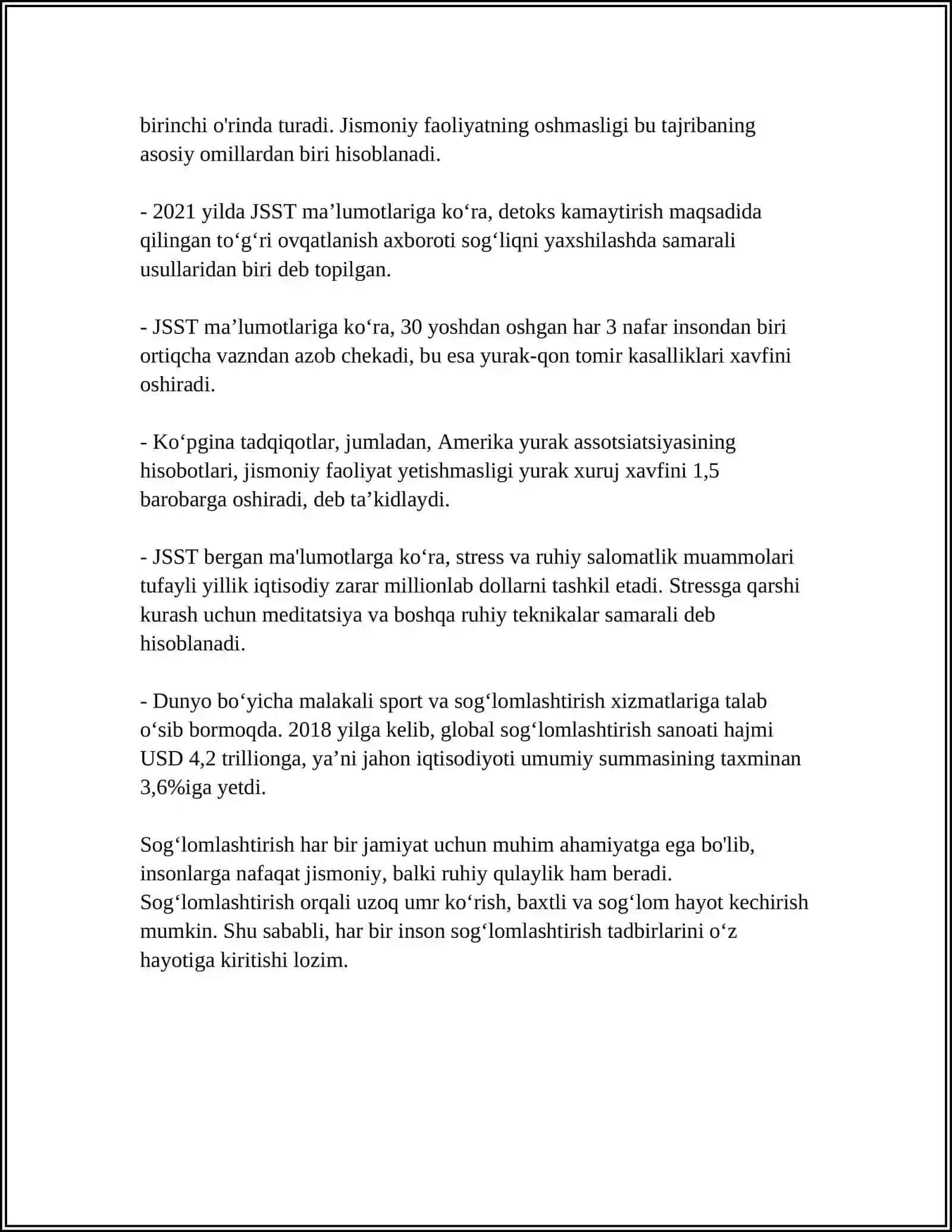 SOGʻLOMLASHTIRIAH 4