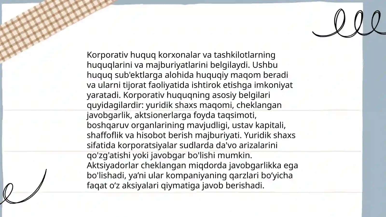 Korporativ huquq tushunchasi va uning belgilari, musulmon davlatlarida korporativ tashkilotlar, korporativ huquq rivojlanishining qiyosiy va tarixiy jihatlari 4