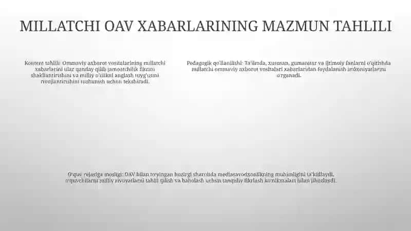 Milliy G‘Oya Va Ma‘Naviyatga Oid Fanlarni O‘Qitishda Ommaviy Axborot Vositalaridan Foydalanish 4