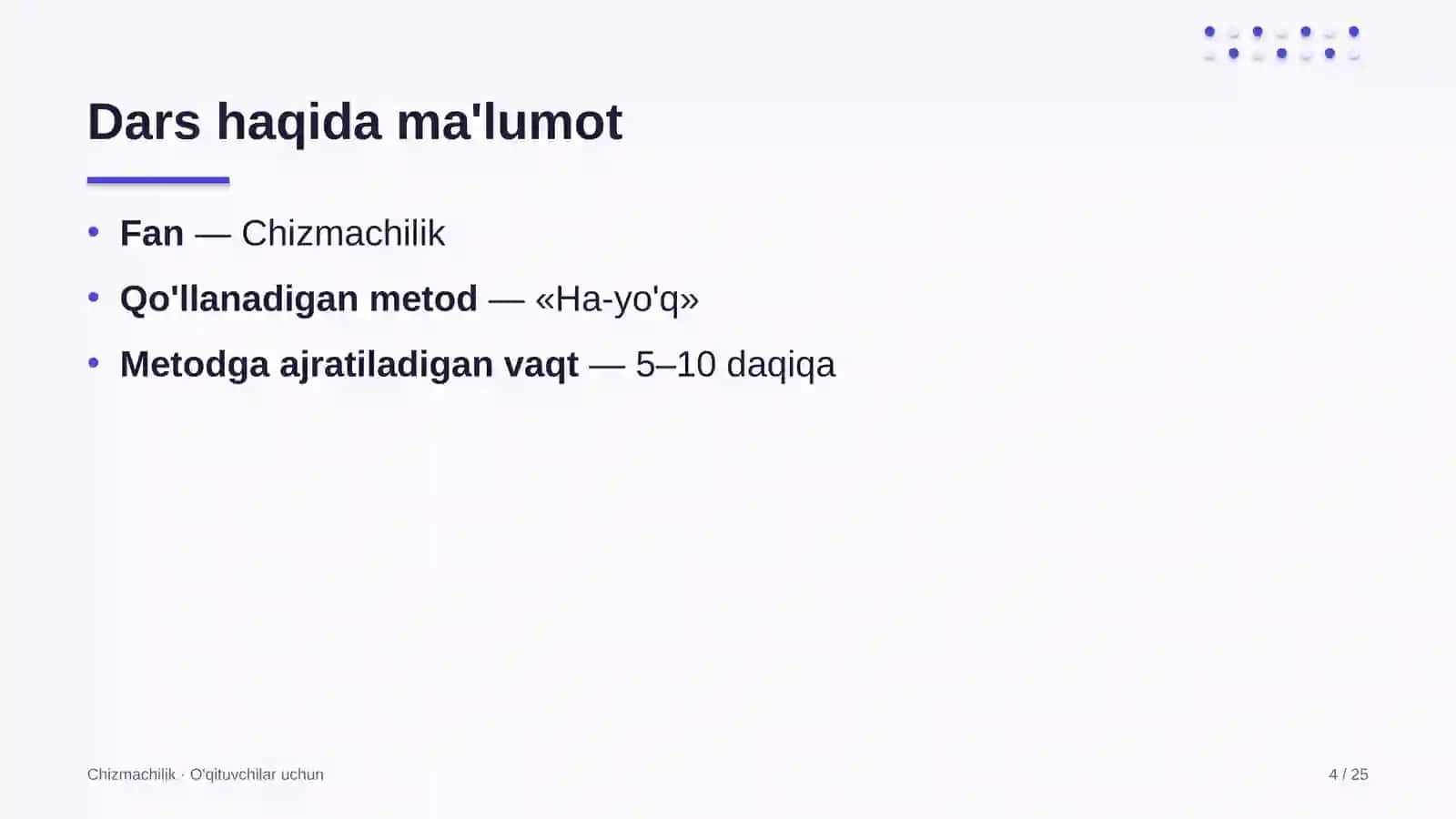 chizmachilik darslarida ha yo'q metodidan foydalanish 8918 4