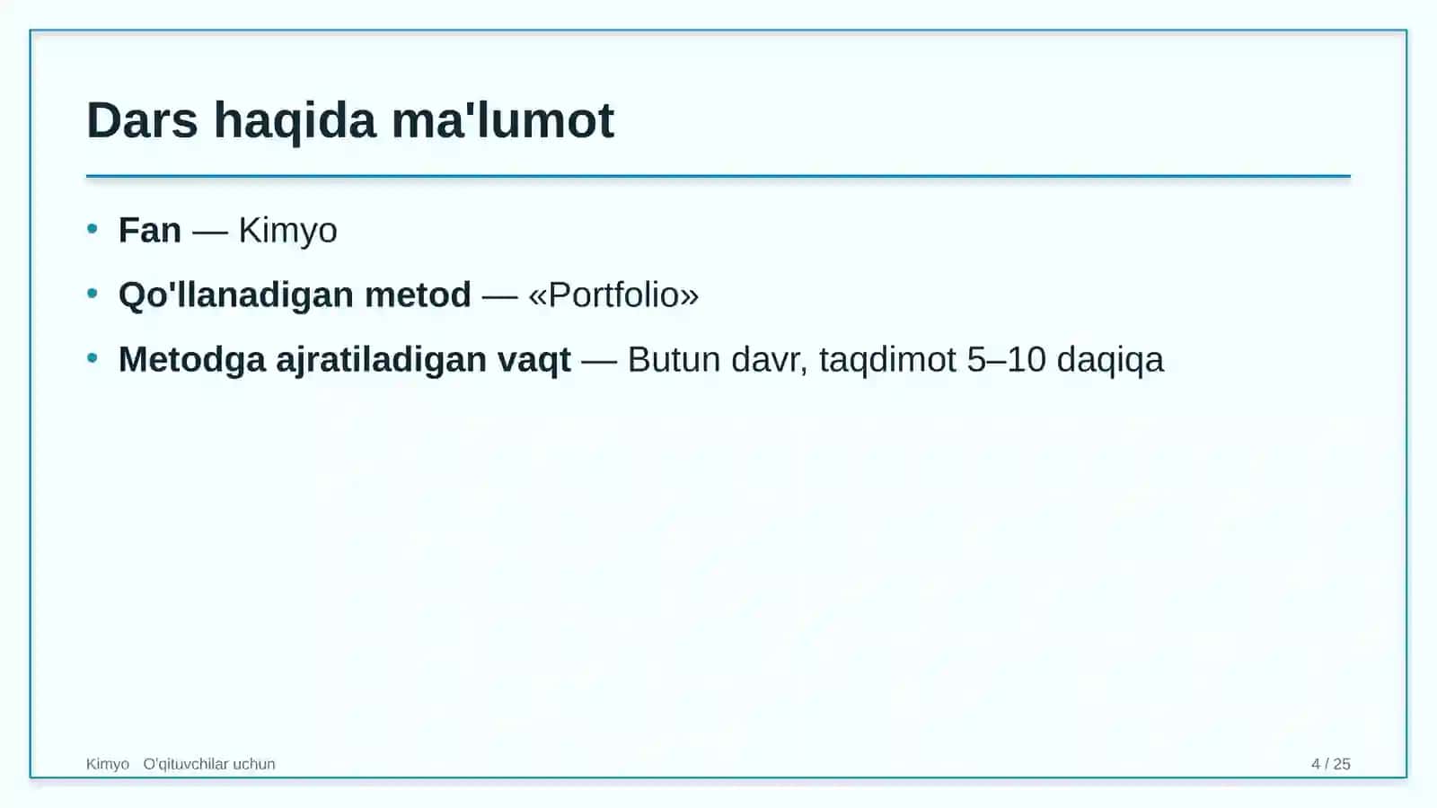 kimyo darslarida portfolio metodidan foydalanish 9860 4