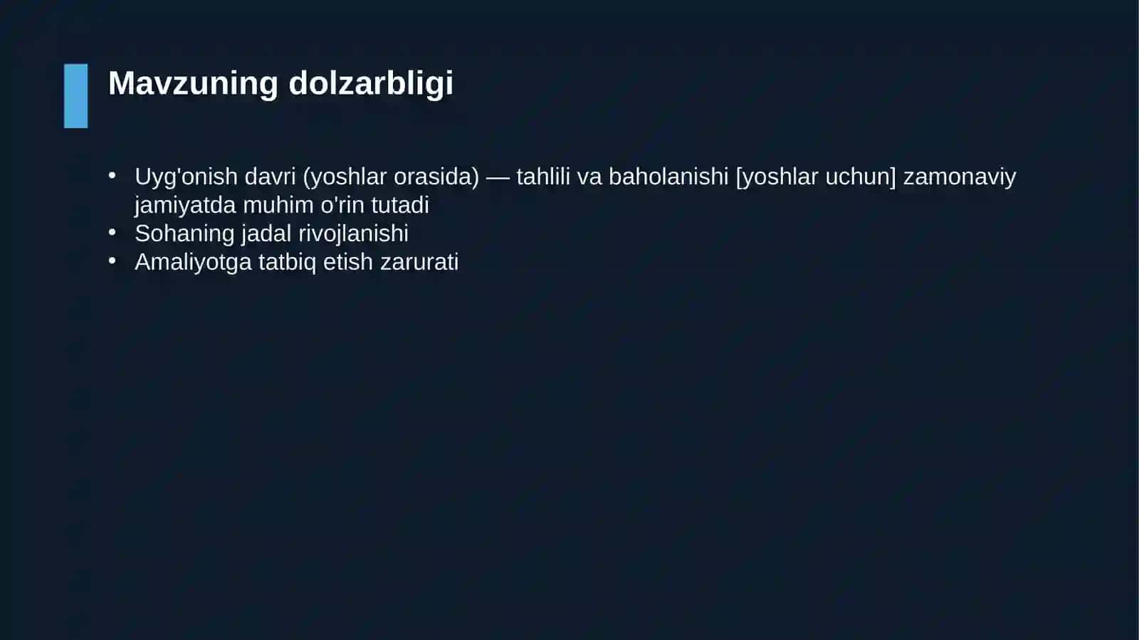 Uyg'onish davri (yoshlar orasida) — tahlili va baholanishi [yoshlar uchun] 4