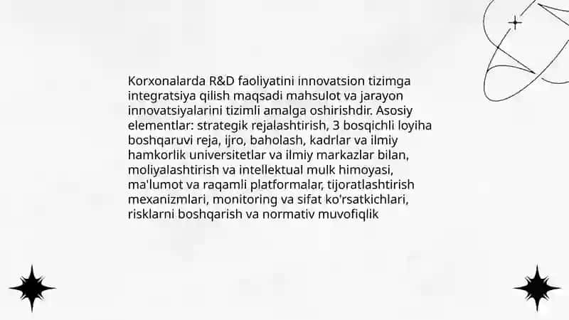 Korxonalarning innovatsion tizimlari 4