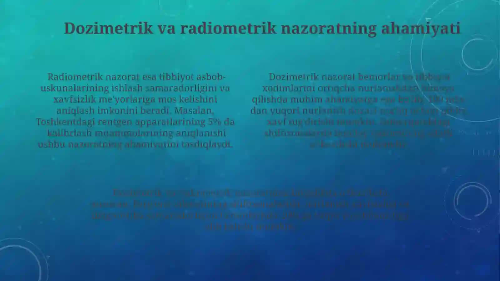 Kasalxona radiologik va rentgenologik bo'limlarida dozimetrik radiometrik nazorat 4