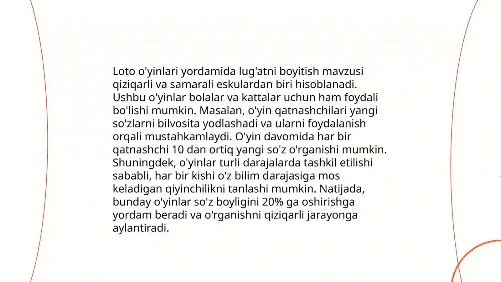 Luğat boylikni oshiruvchi õyinlar 4
