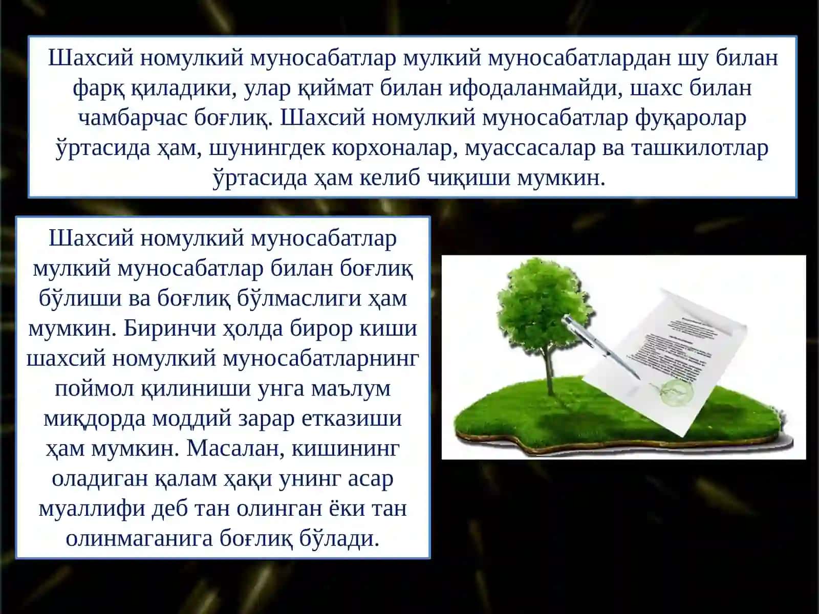 Фуқаролик ҳуқуқитушунчаситамойилларитизимивапредмети 4