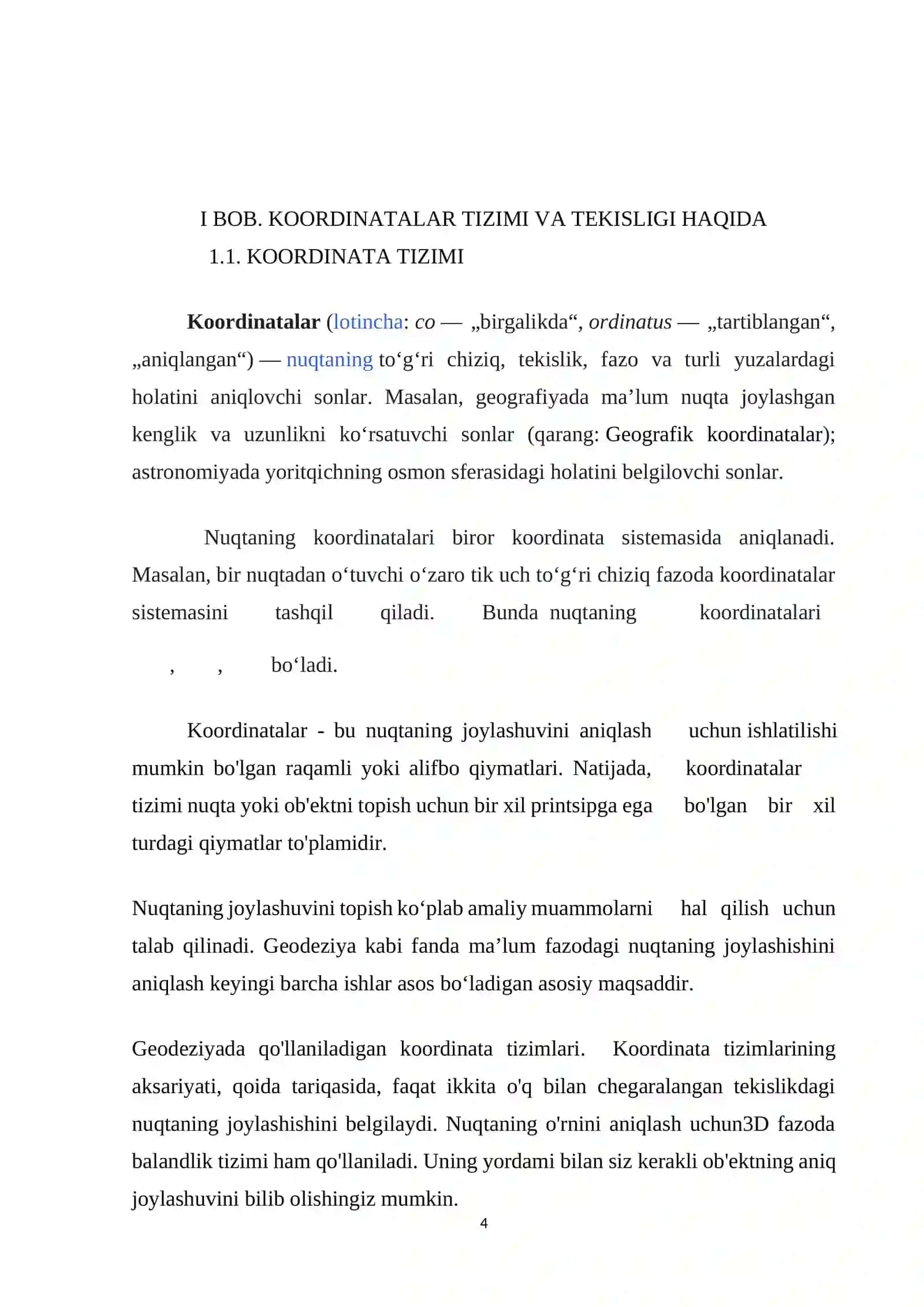 Koordinatalar tizimi va tekisligi haqida kurs ishi 4