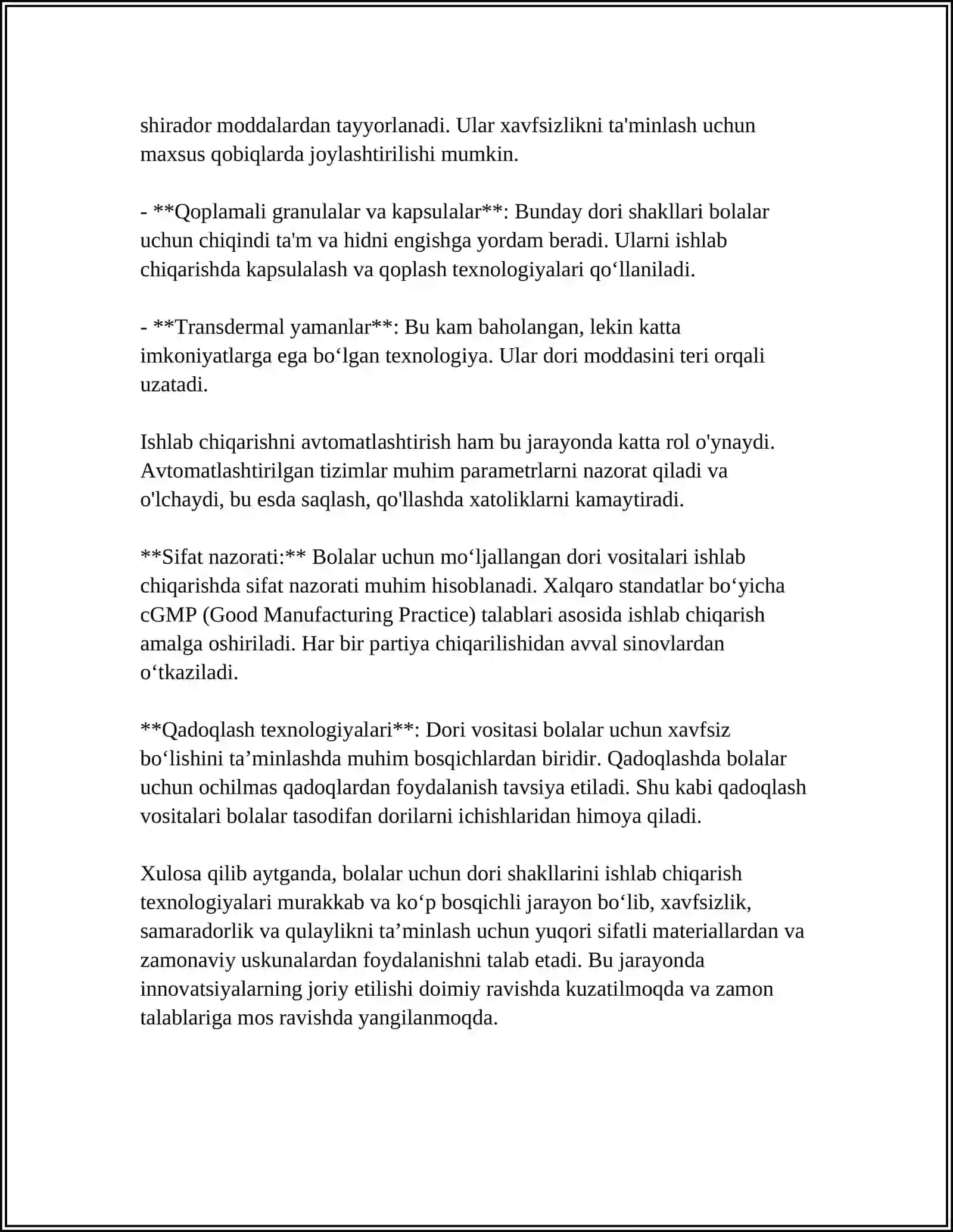 PEDIATRIYA AMALIYOTIDA DORI ISHLAB CHIQARISH ASOSLARI 4