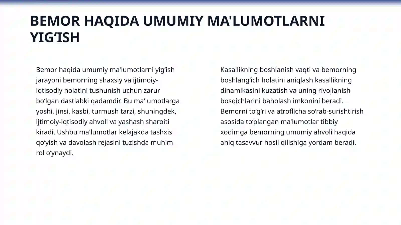 Bemorlarni mustaqil sorab surishtirish 4