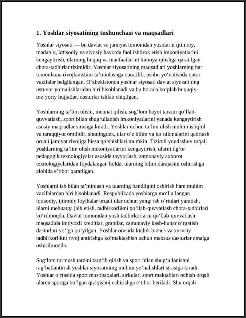 O‘ZBEKISTONDA YOSHLARGA OID DAVLAT SIYOSATI VA ASOSIY MAZMUNI 4