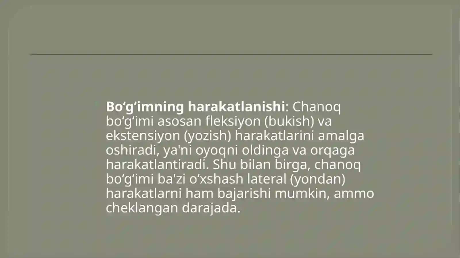 Chanoq suyagining individual xususiyati. Sport va mehnatning tos va oyoq suyaklariga tasiri 4
