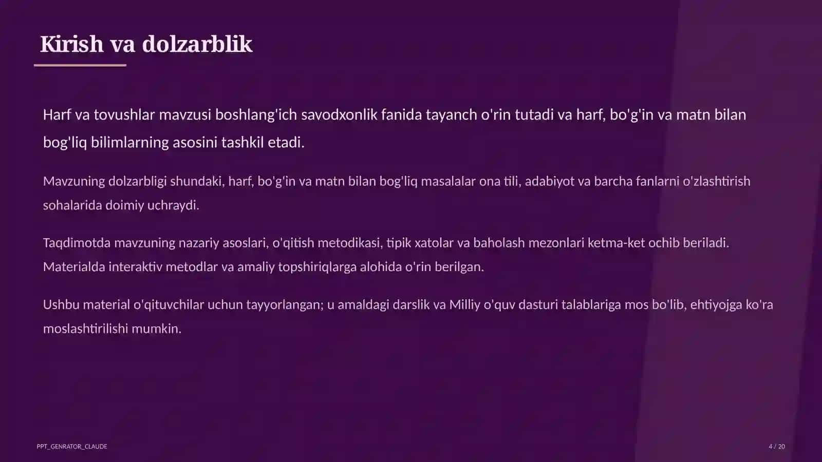 Harf va tovushlar (1-sinf) 4