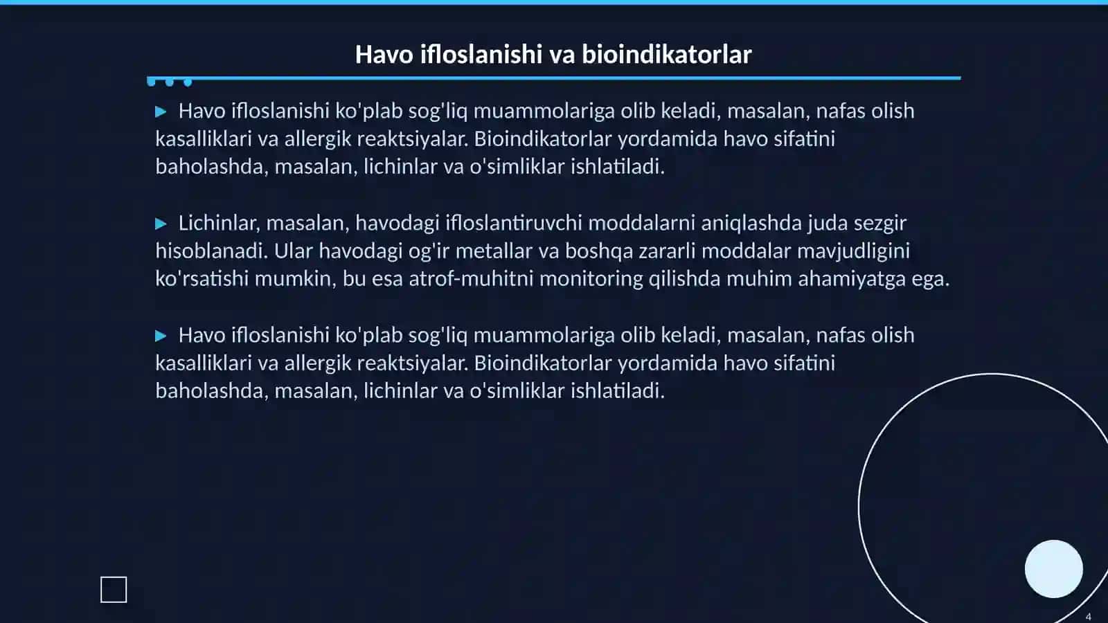 Bioindikatorlar yordamida havo yoki suv ifloslanishini aniqlash 4