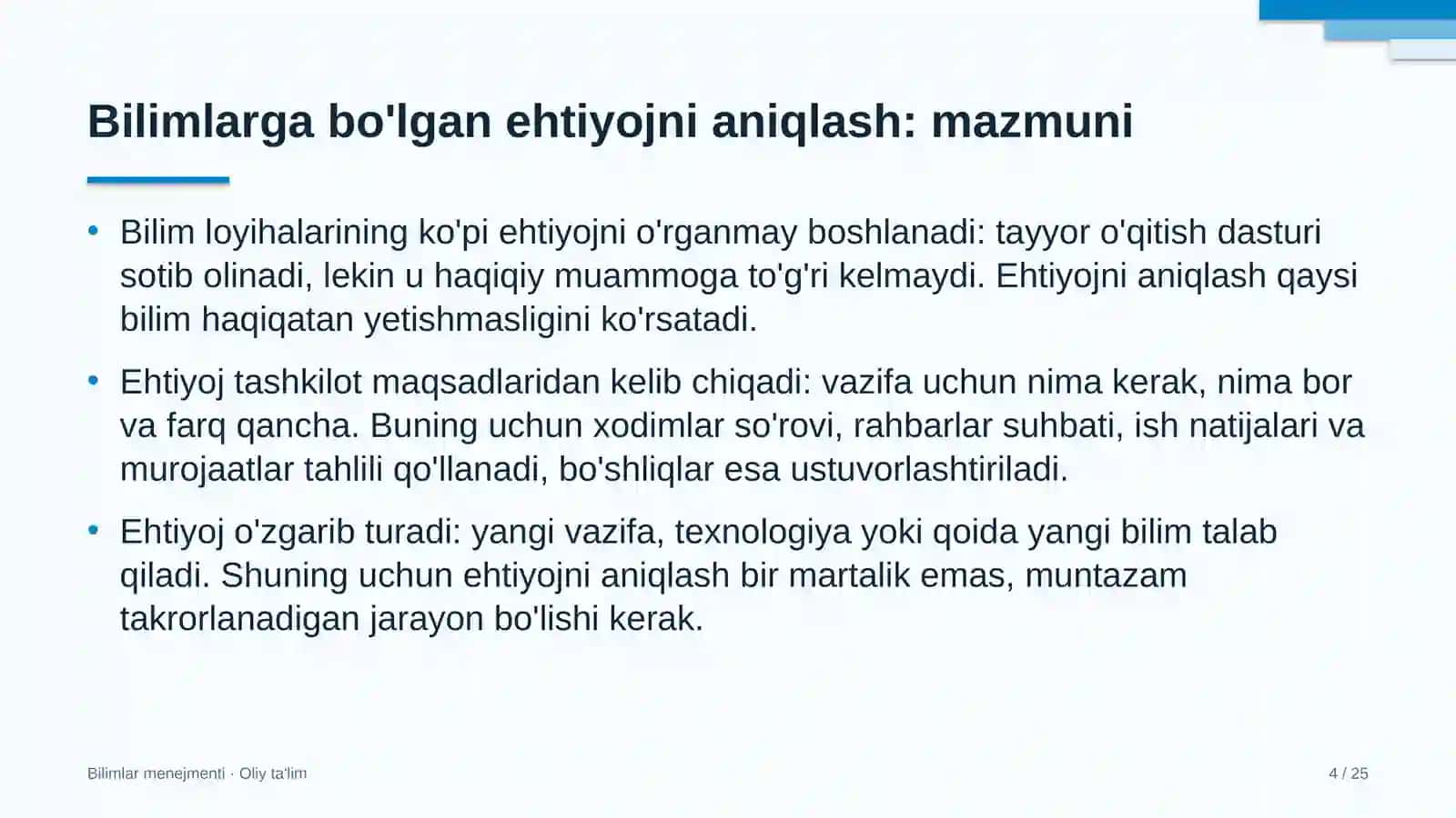 metro qurilishida bilimlarga bo'lgan ehtiyojni aniqlash 7001 4
