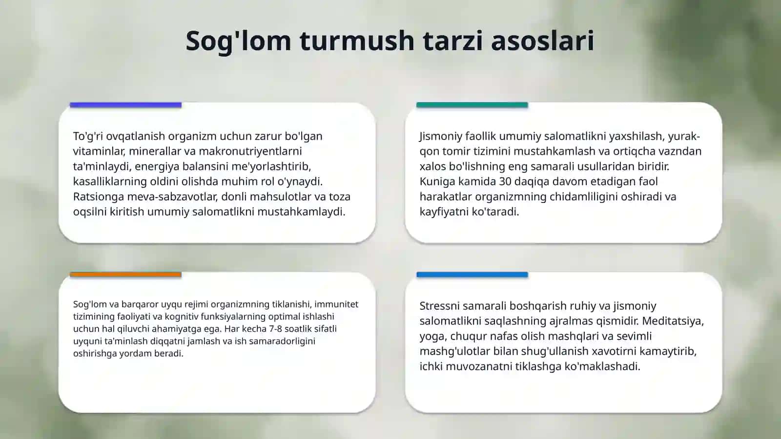 Sog'lom turmush tarzi va birinchi tibbiy yordam ko'rsatish bo'yicha interaktiv taqdimot 4