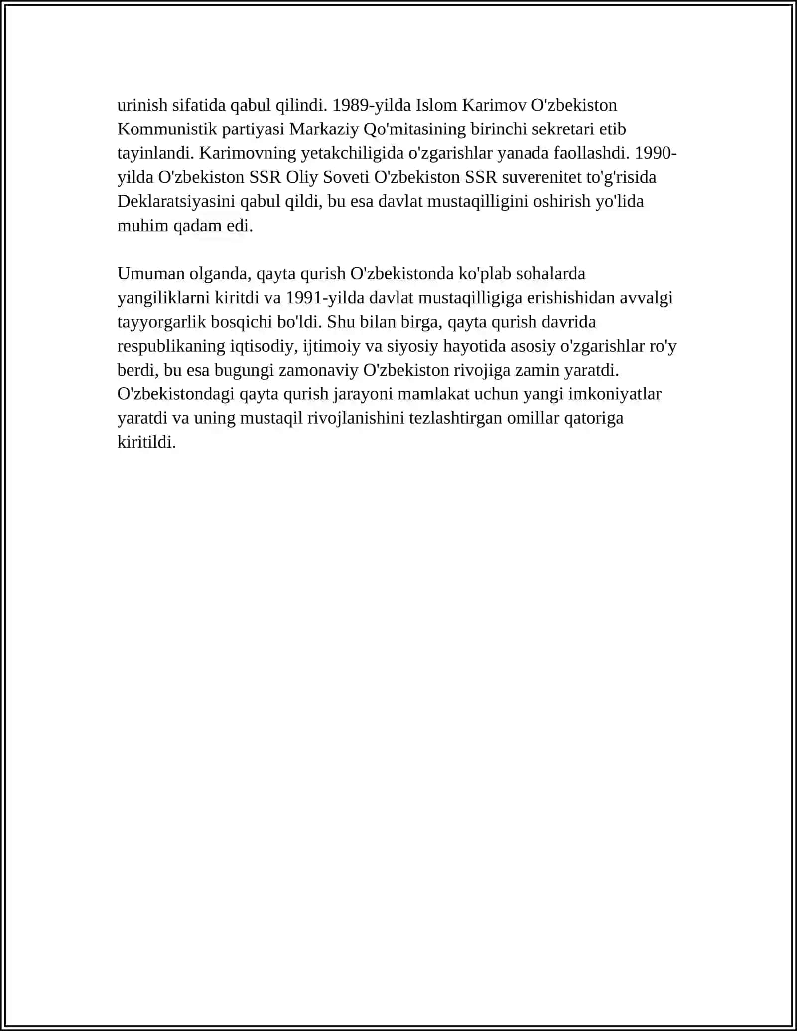 Qayta qurishning boshlanishi: o'zbekistondagi ta'siri 4