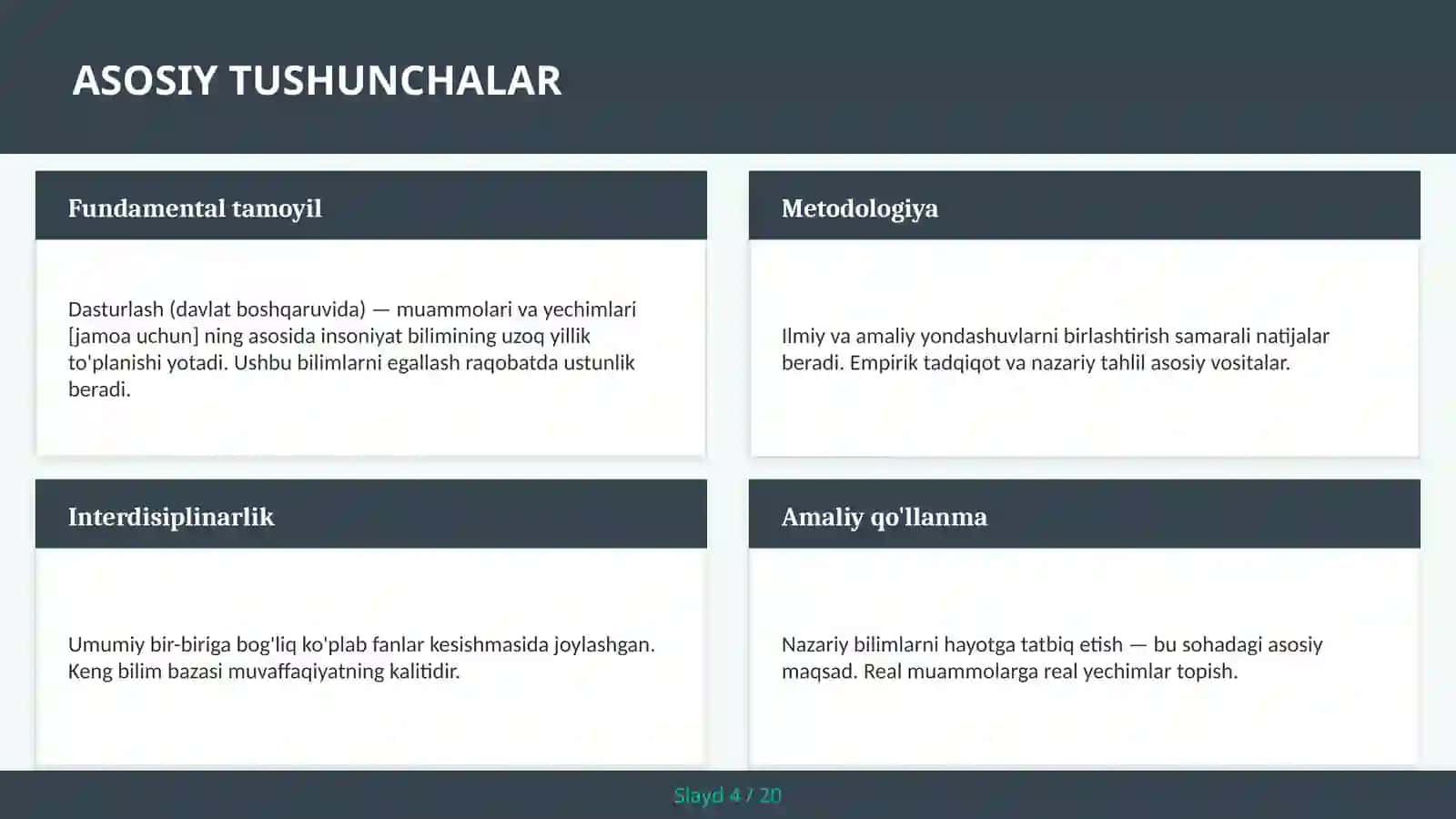 Dasturlash (davlat boshqaruvida) — muammolari va yechimlari [jamoa uchun] 4