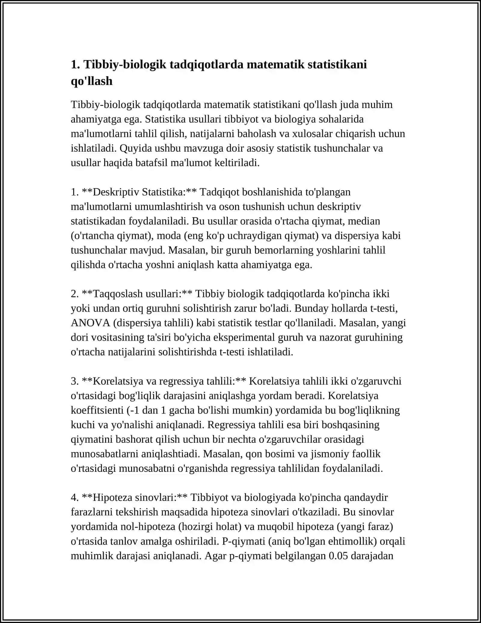 Tibbiy-Biologik Masalalarni Yechishda Matematik Statistika Elementlaridan Foydalanish 4
