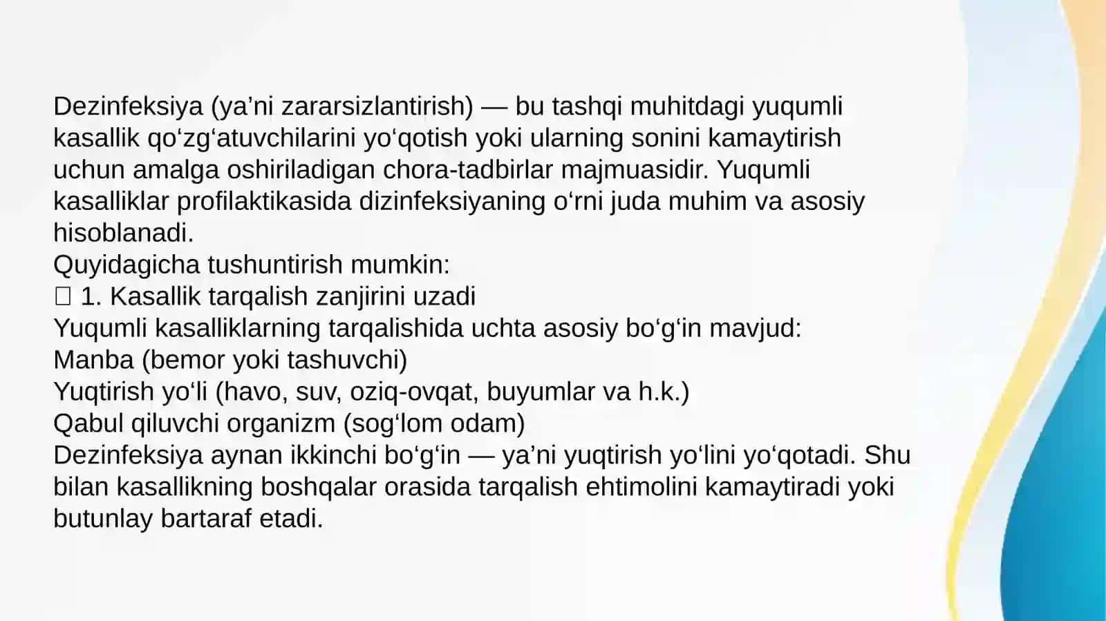 Dezinfeksiya, dezinseksiya, deratizatsiya va sterilizatsiyaning yuqumli kasalliklar profilaktikasida tutgan o’rni 4