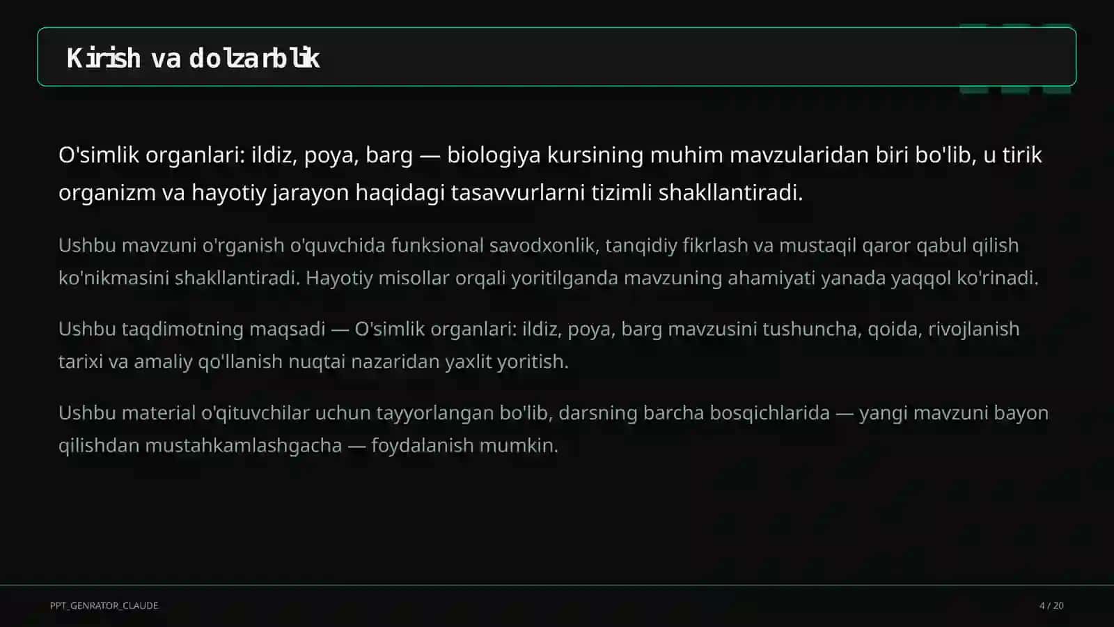 Biologiya (5–11) o'qituvchilar uchun 4