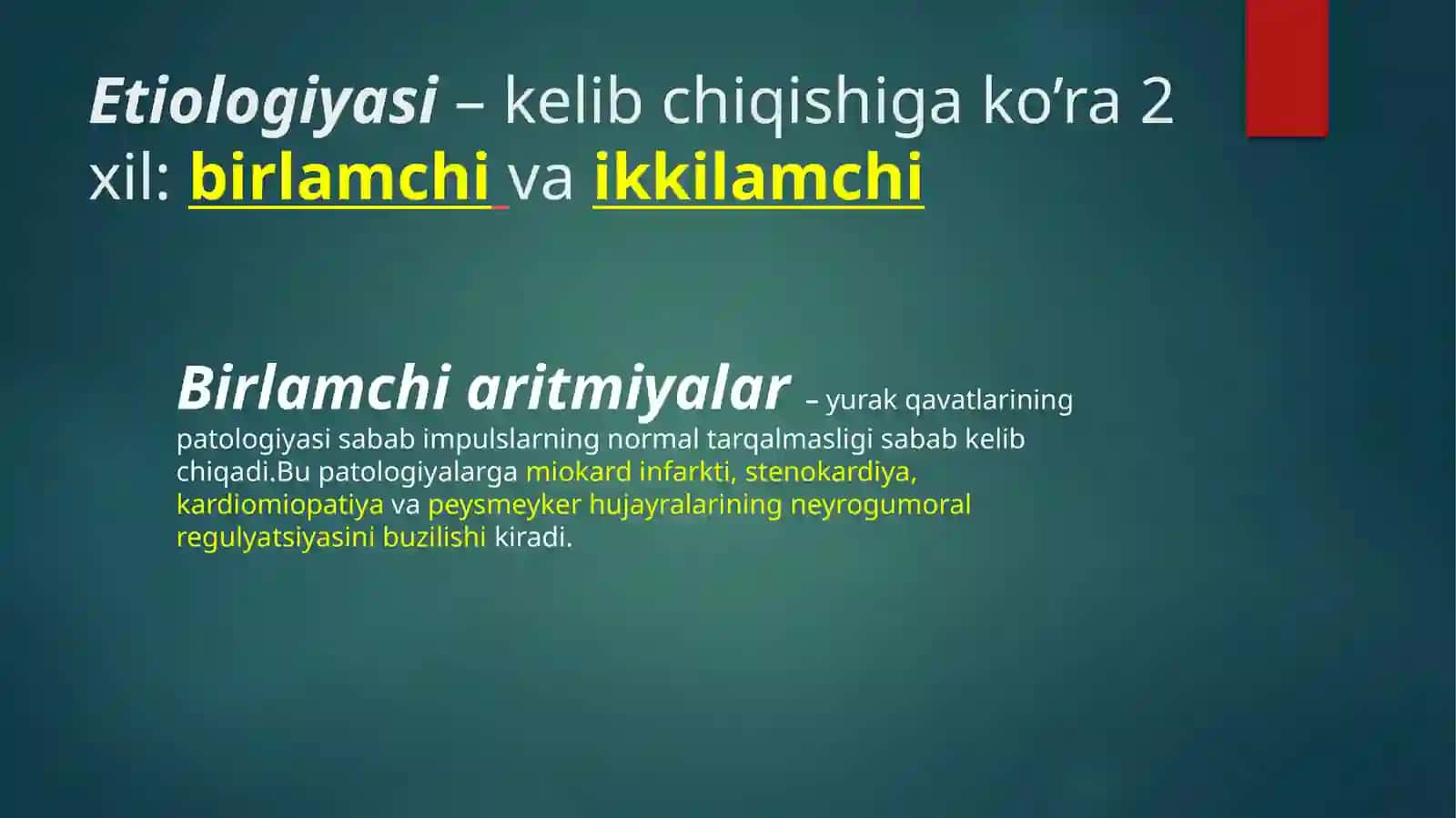 Yurak ritmining buzilishi. Taxikardiya. Bradikardiya 4