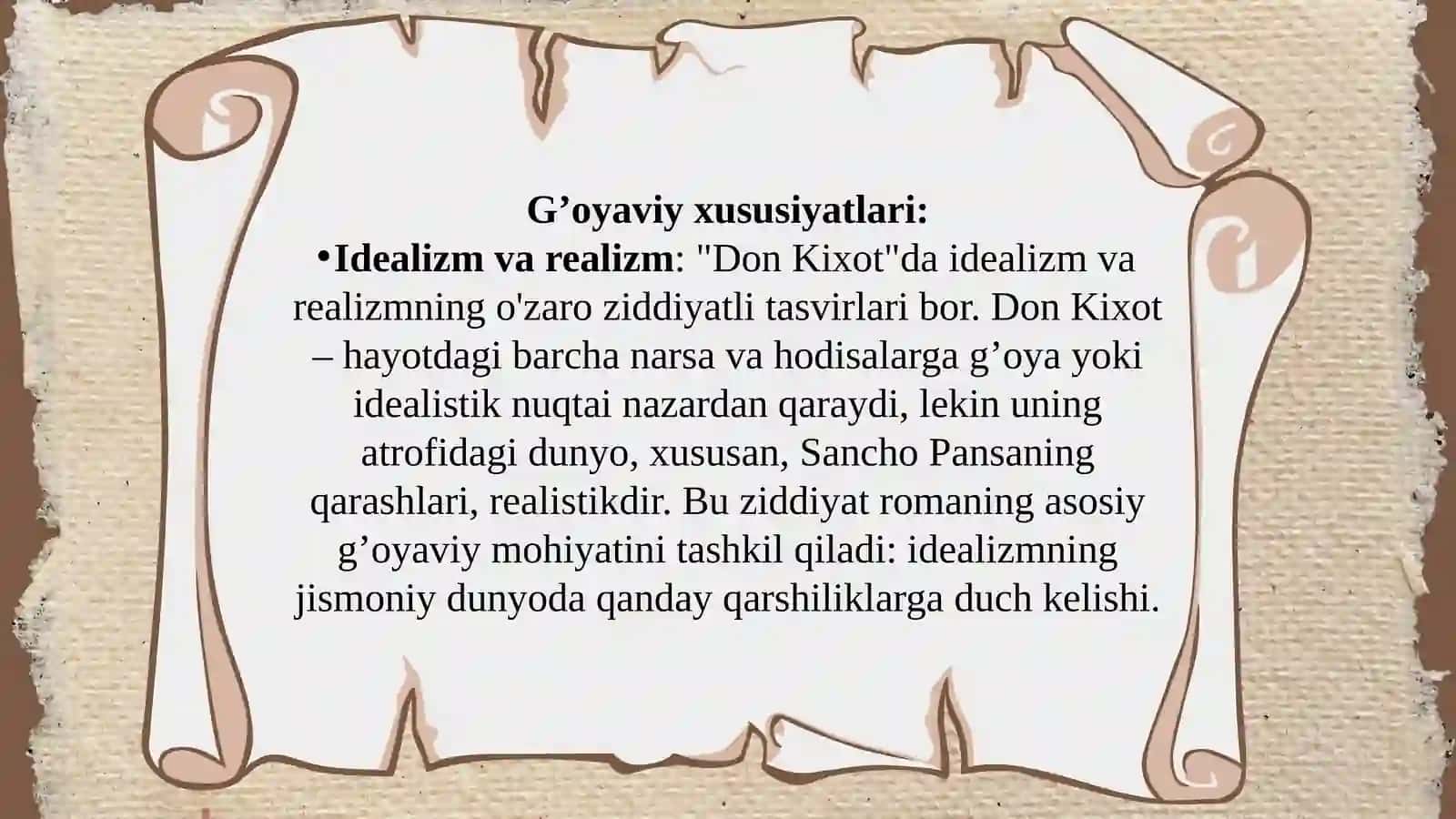 “DonKixot”romaniningg’oyaviy-badiiyxususiyatlari 4