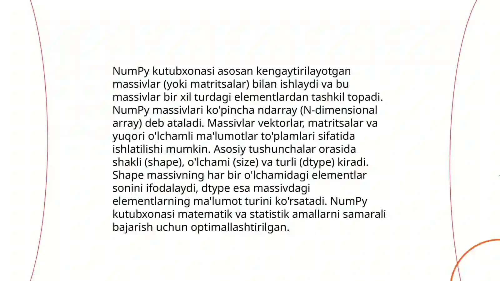 NumPy kutubxonasi bilan ishlash 4