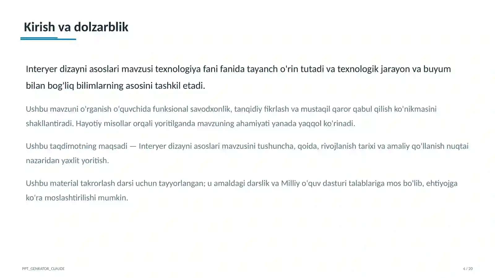 Interyer dizayni asoslari (8-sinf) 4