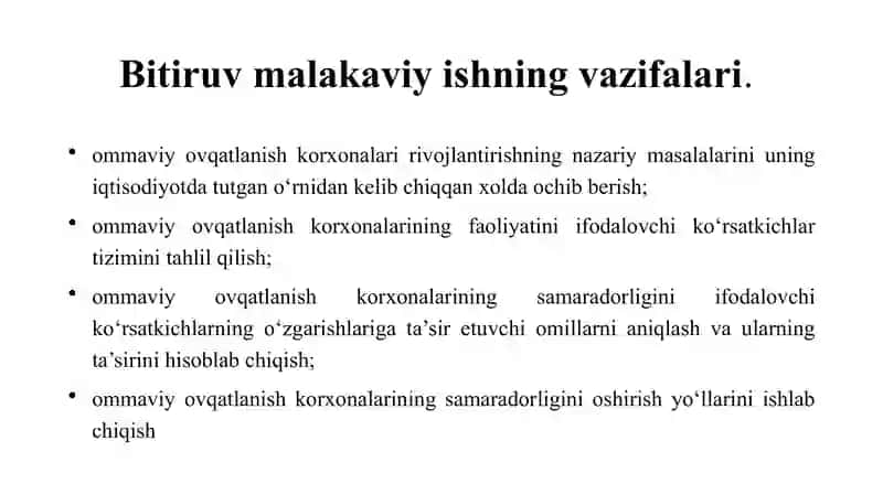 Toyloq tumanida ommaviy ovqatlanish korxonalari resurslari samaradorligini oshirish yo'llari 4
