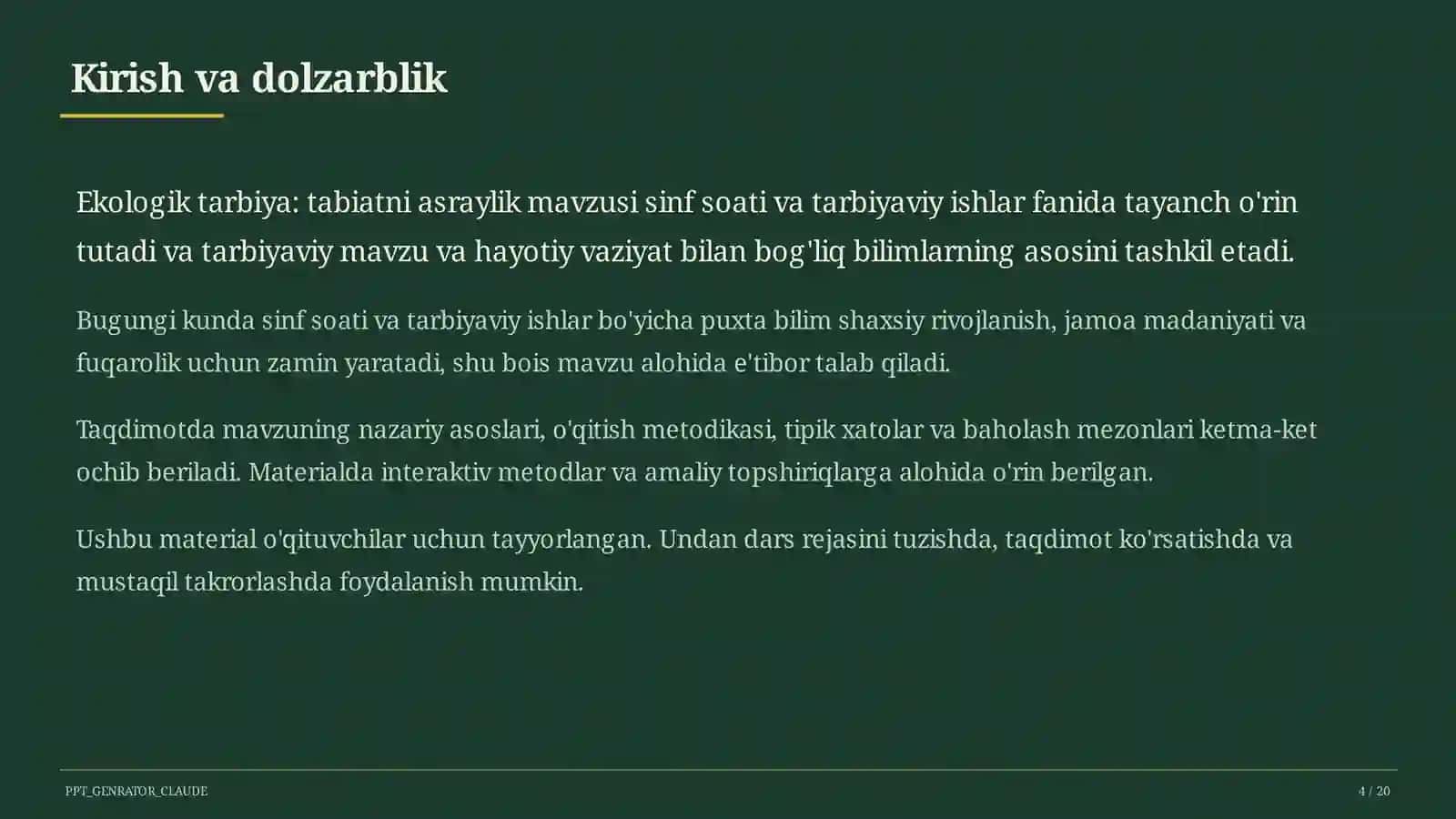 Ekologik tarbiya: tabiatni asraylik 4