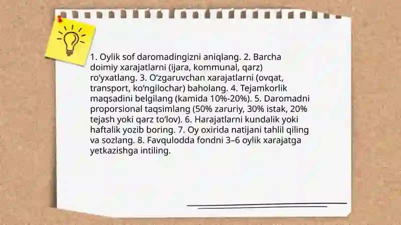 Xarajatlarni rejalashtirish, pulni samarali boshqarish yo’llari 4