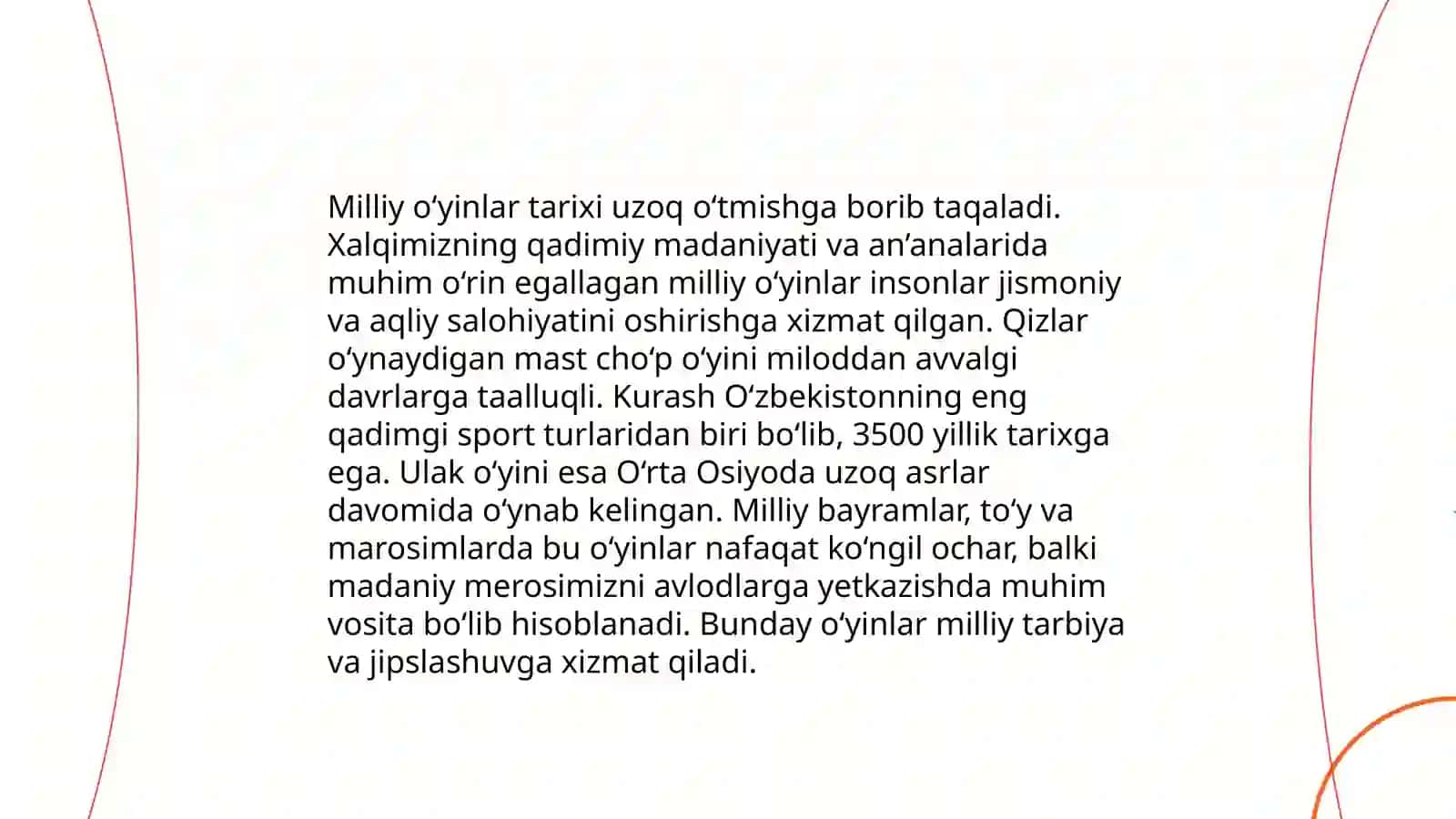 Sogʻlomlashtiruvchi va hordiq chiqaruvchi milliy va harakatli oʻyinlarni oʻrgatish 4