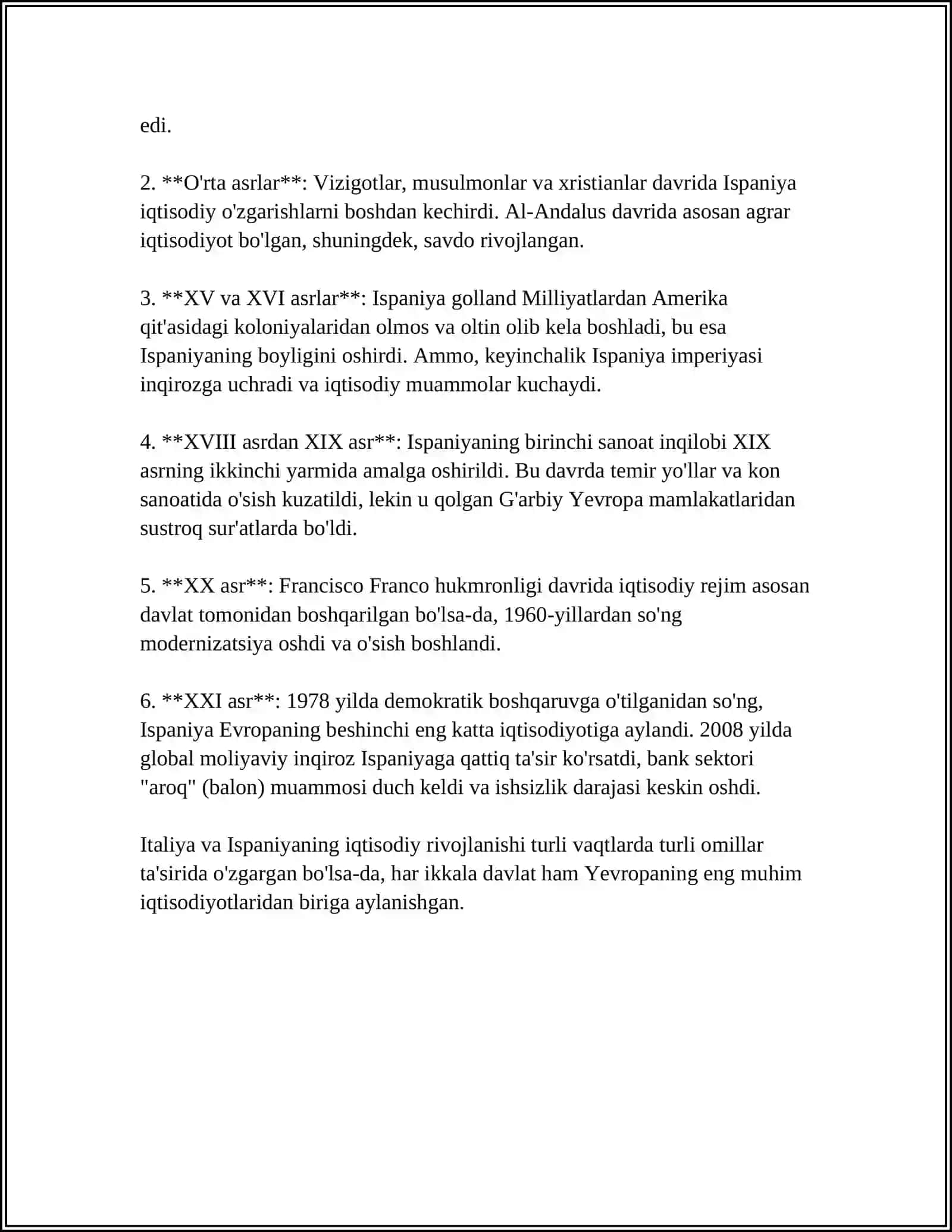 ITALIYA VA ISPANIYA DAVLARINI IQTISODIY SOLISHTIRMA TAHLILI 4