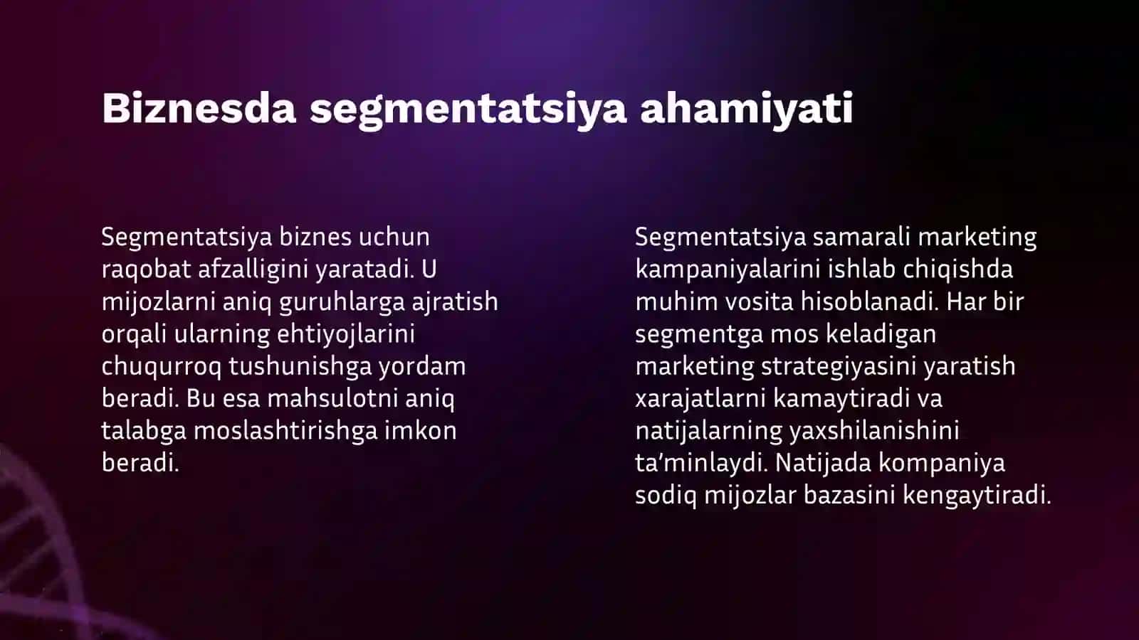 MARKETING VA MIJOZLAR SEGMENTATSIYASI 4