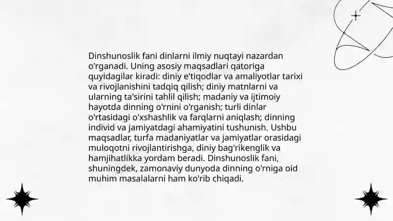 Dinshunosli fani maqsad VA vazifalari 4