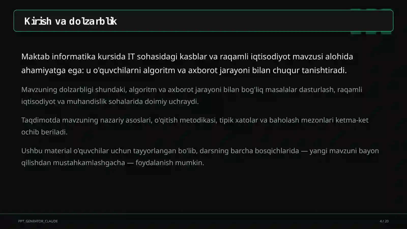 IT sohasidagi kasblar va raqamli iqtisodiyot (11-sinf) 4