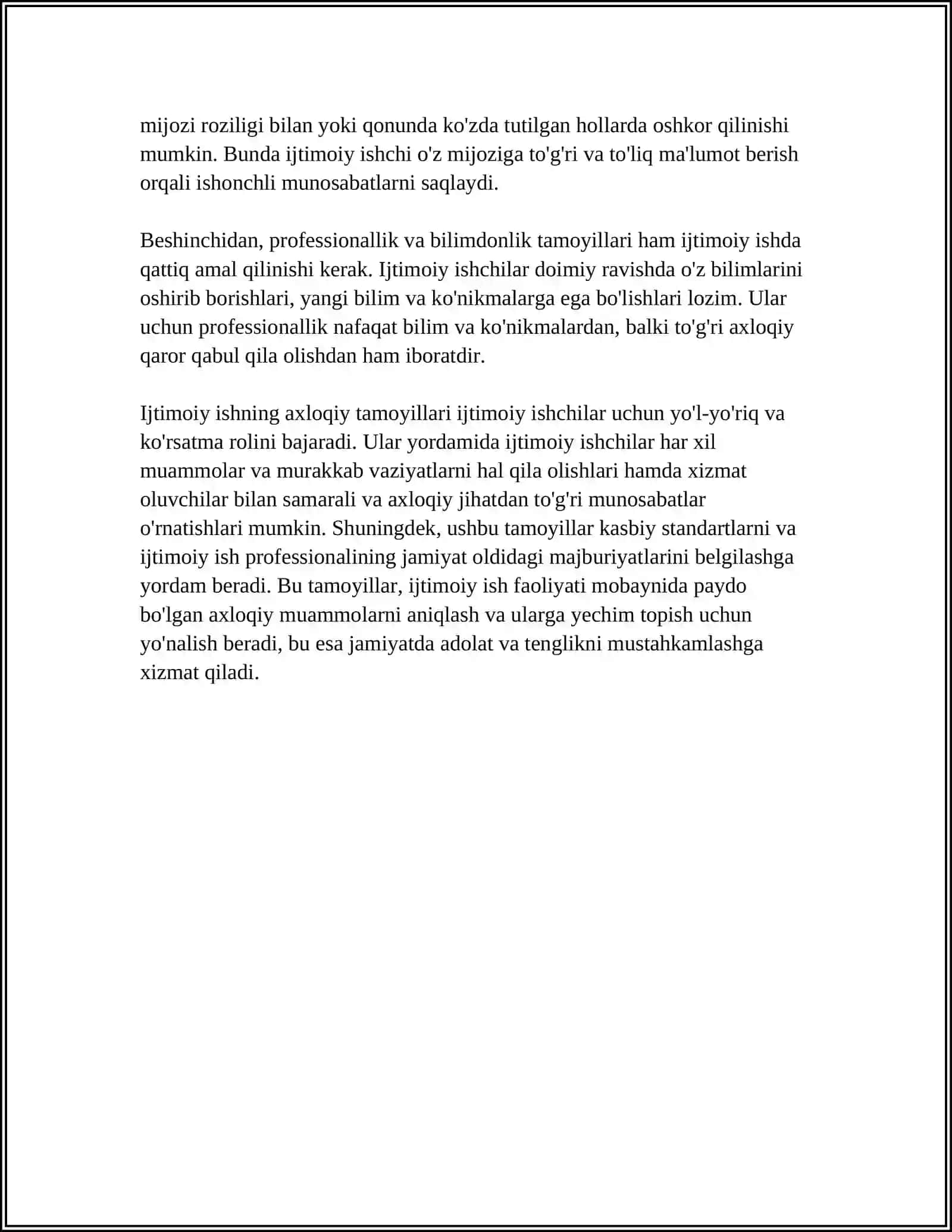 IJTIMOIY ISH ETIKASI: TAMOYILLAR VA STANDARTLAR 4
