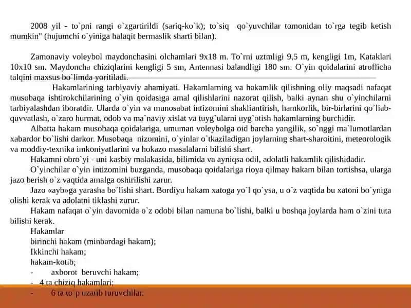 Voleybol maydonida holat va harakatlanish 4