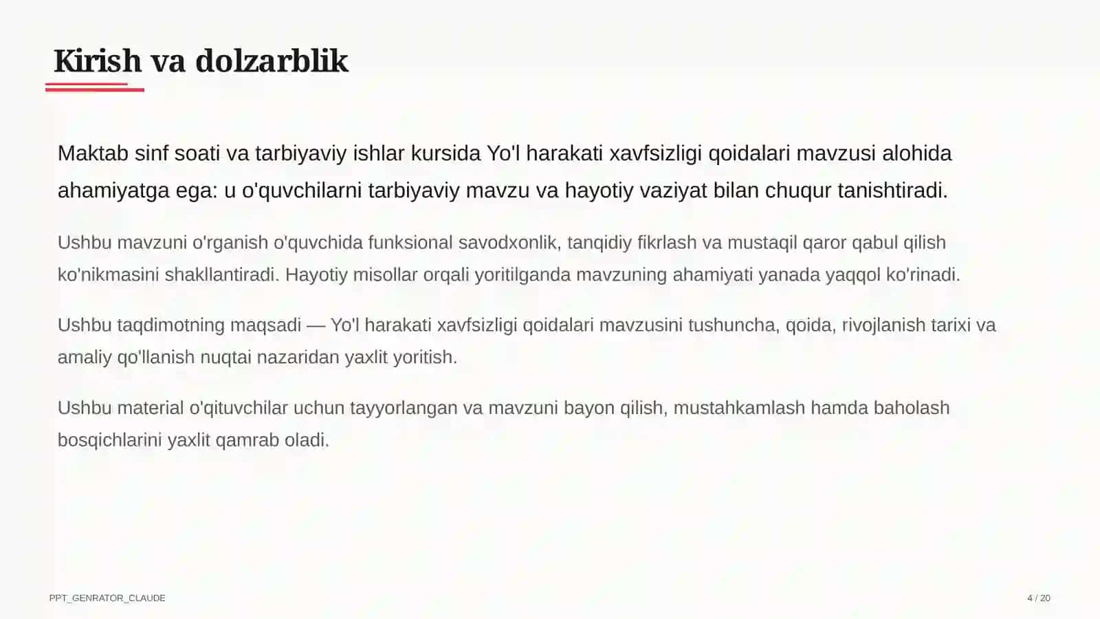 Yo'l harakati xavfsizligi qoidalari 4