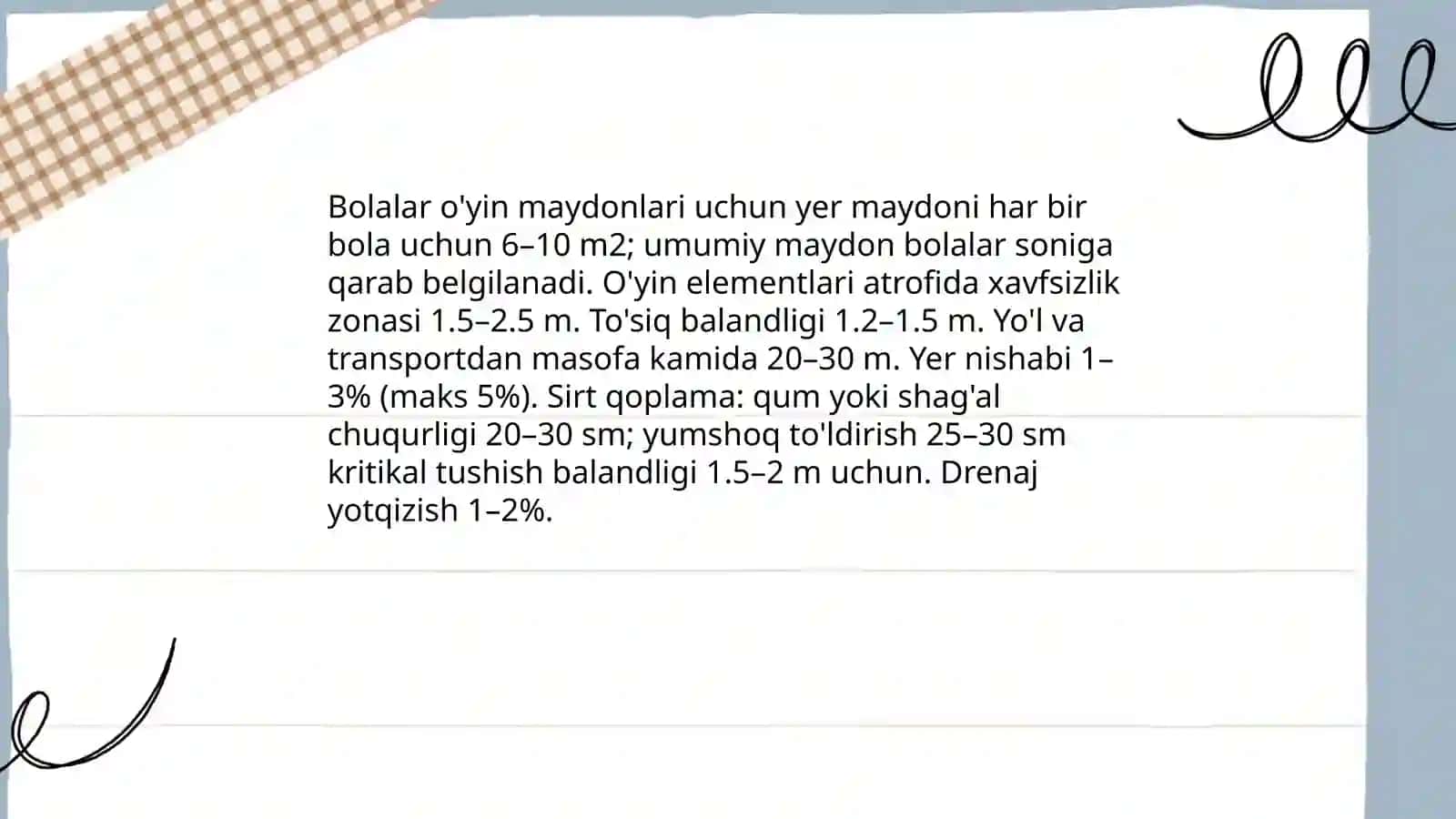 Maktabgacha Talim Tashkilotlari yer maydoni, havo-issiqlik almashinuvi, yoritilganligini gigiyenik baholash 4