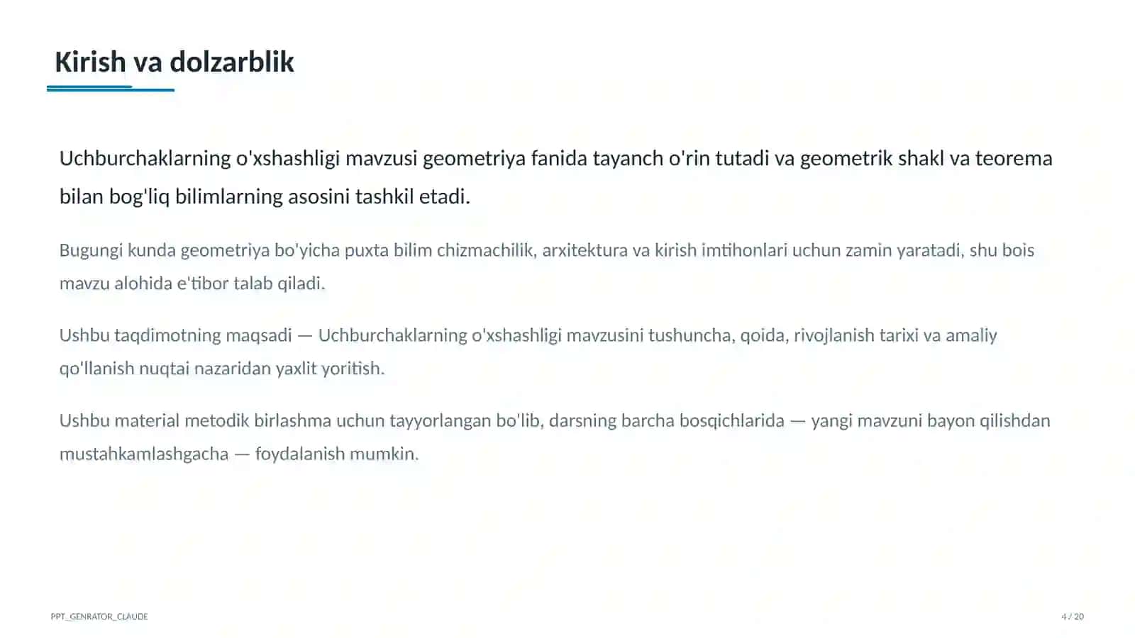 Uchburchaklarning o'xshashligi (8-sinf) 4